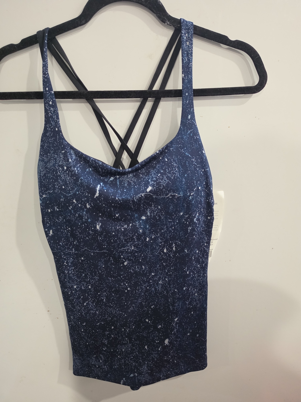 Nwt Womans Galaxy Blue Lucky Athletic Top Criss Cross Back. Yoga, Athletic Sz M